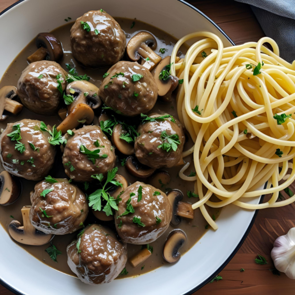 Boulettes de bœuf sauce aux champignons