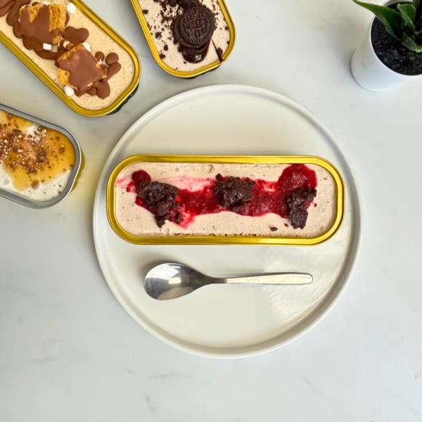 Glace brownies et framboise