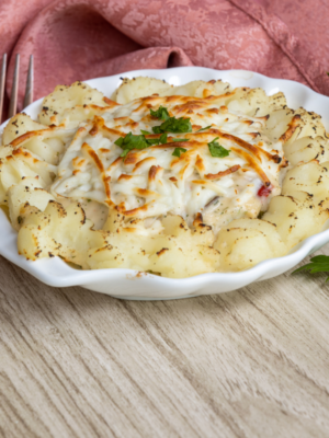 Island shells with white sauce